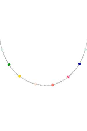 Necklace colored beads Silver Stainless Steel h5 